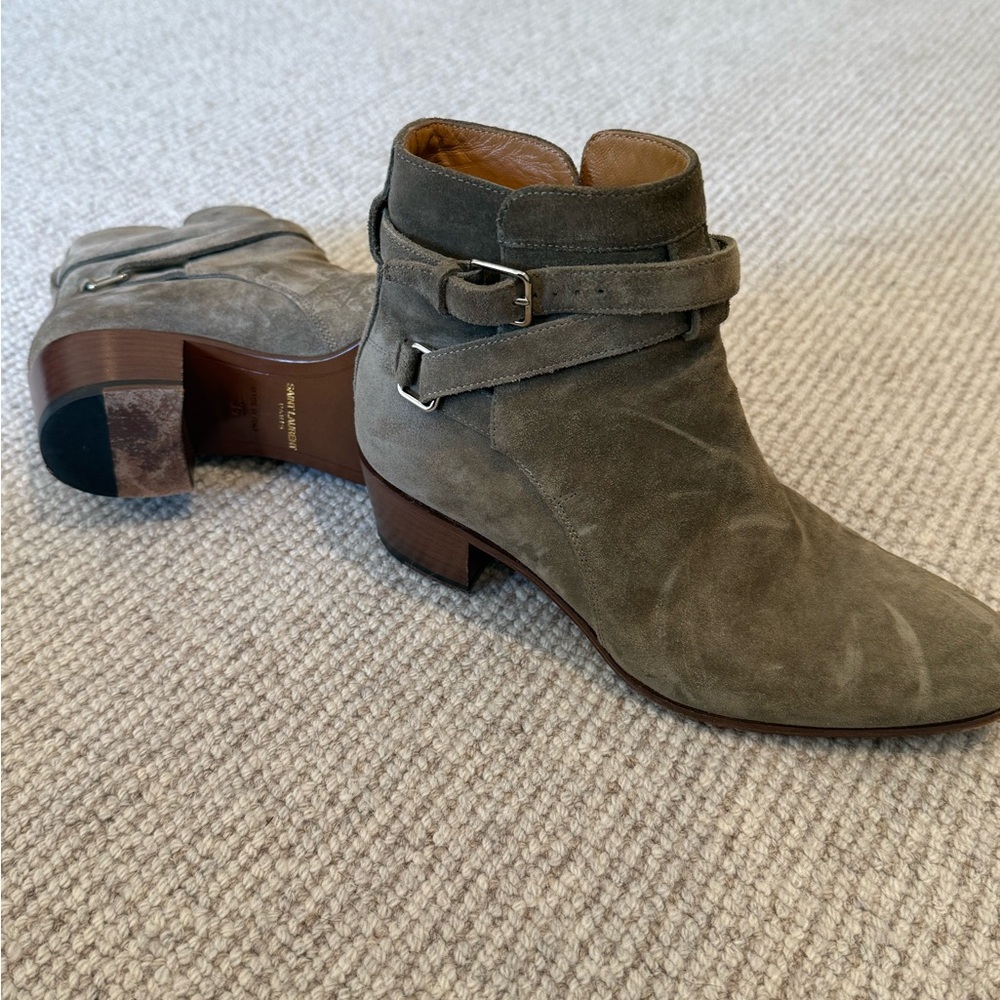 Saint Laurent Suede Ankle Boots with Buckle